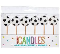 Unique Party 71187 - Velas de Cumpleaños - Forma de Balón de Fútbol - Paquete de 6