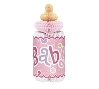 Unique Party - Decoraciones de Baby Shower - 30 cm - Decoración en forma de Botella de Lunares Rosa en forma de Panal (61721)