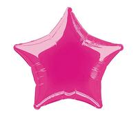 Unique Party- Globo foil helio estrella, Color rosa oscuro, 50 cm (53327) , color/modelo surtido