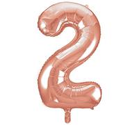 Unique Party- Globo gigante número 2, Color oro rosa, 86 cm (55872) , color/modelo surtido