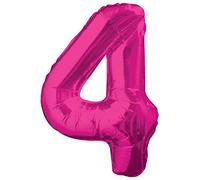 Unique Party- Globo gigante número 4, Color rosa, 86 cm (55734) , color/modelo surtido