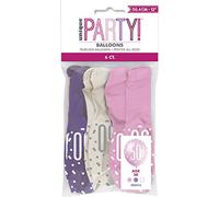 Unique Party - Globos de Cumpleaños 50 de Látex - 30 cm - Diseño de Rosa y Plateado Glitz - Paquete de 6 (83413)