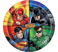 Unique Party - Platos de Papel - 23 cm - Diseño de la Liga de la Justicia - Paquete de 8 (49965)
