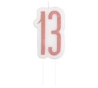 Unique Party - Vela de Cumpleaños 13 - Diseño de Oro Rosa Glitz (84980)