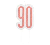 Unique Party - Vela de Cumpleaños 90 - Diseño de Oro Rosa Glitz (84991)