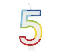 Unique Party - Vela de Cumpleaños con Borde Arcoíris Número 5 (19945)
