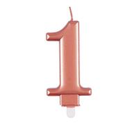 Unique Vela de cumpleaños 19621, número 1-3.5 pulgadas, oro rosa, metálico, 1 unidad, color rosa