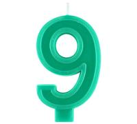 Unique- Vela de Cumpleaños - 9 cm - Forma de Borde Elevado - Color Verde - 1 Unidad (Paquete de 1), green (11799)