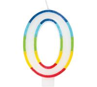Unique- Vela de cumpleaños número 0-5.9 Pulgadas | Borde arcoíris | 1 Unidad, Color (19940)