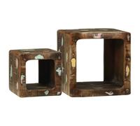 Unita TV 2pcs Multicolor 36x30x36 cm Madera | Caja multimedia minimalista acabado rústico mueble salón organización práctica