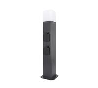 UNITEC Columna de jardín de aluminio con 2 enchufes Schuko y luminaria, E27, IP44, para iluminación exterior, distribución de energía en el jardín, 50 x 12 x 12 cm, color antracita