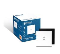 UNITEC Interruptor WiFi táctil, Control a través de Smartphone, Tablet o Asistente de Voz, función táctil, función de Memoria, iluminación integrada, Color Negro