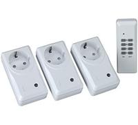 Unitec Kit de interruptor remoto inalámbrico 48110 con función de autoaprendizaje, juego de tomas de radio, 3 enchufas+1 mando a distancia, blanco