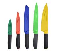 UNITED COLORS OF BENETTON. BE079 Set 5 cuchillos de cocina con funda/protector Casa Benetton, Acero Inoxidable