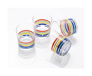 UNITED COLORS OF BENETTON. Set cristalería 4 Piezas de Vasos de Vidrio para Agua, Decorados, 33 ristal Rayas Finas