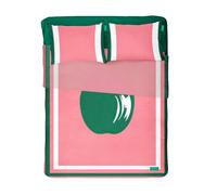 United Colors Of Benetton - Set de sabanas 3pcs cama individual: sabana encimera (160x290cm w/simple hem 5cm) + sabana bajera (90x200+25cm flap) + funda de almohada (50x80cm) Pink and Green