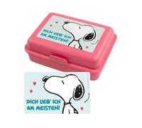 United Labels The Peanuts Snoopy - Fiambrera con separador, diseño con texto en alemán "Dich lieb ich am meisten!", color rosa