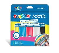 UNIVERSAL PINTURA ACRILICA CARIOCA ESTUCHE 5 X 75ML ACRILICOS 3x17x14 Cms.