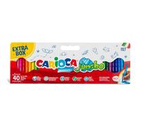 Carioca Rotuladores Jumbo Punta Gruesa | Pack Maxi de 1/2 Metro con 40 rotuladores Superlavables y con Gran Cobertura | Cuerpo octogonal Maxi | Colores Surtidos | Punta Ø 6 mm | 40 pieza