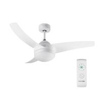 UNIVERSALBLUE Ventilador de Techo Blanco Luz Bombilla 106 cm, 3 Aspas, Control Remoto, 70W, Temporizador, 15m², 3 Velocidades, Diseño Minimalista