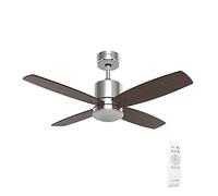 UNIVERSALBLUE Ventilador de techo con luz LED | Color inox | Ventilador silencioso con Motor DC | Mando a Distancia | 4 Aspas | Diámetro 132 cm | Temporizador | 6 Velocidades |