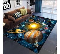 通用 Universe Planet Galaxy Rug, Alfombra de Salón Gris Azul Planeta Chico Adolescente Habitación Alfombra Decoración Alfombrilla de Juego Antideslizante Alfombras Infantiles Felpudos (80 x 120 cm)