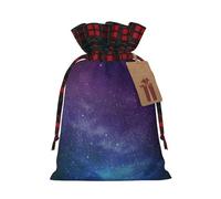 Universo con estrellas, galaxia, impresión interestelar, lindo color a juego, bolsa de Navidad con diseño de cordón para fiesta de Navidad, embalaje de regalo