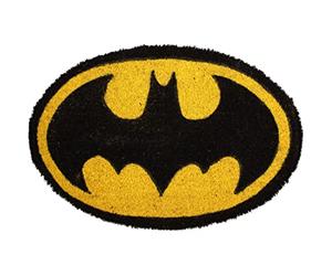 UNIVERSO DC SD Toys - Felpudo Entrada Ovalado Batman, de Fibra de Coco y Vinilo Antideslizante, Amarillo y Negro, 60 x 40 cm