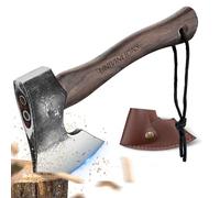univinlions Hacha pequeña 27 cm 800 g para leña, Hacha bushcraft con Vaina | Cabeza forjada de 800 g y mango de madera ergonómico, diseñada para campistas, jardineros y trabajos con leña.