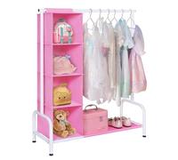 Univivi Perchero corto para ropa para niños, barra corta para colgar ropa, perchero portátil para abrigos, faldas, perchero para dormitorio de niños, rosa