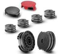 UnPtios 8 Piezas Ersatzfadenspule Für Bosch Rasentrimmer Spule F016800351-Ø 1,6 mm, 6,1 m Fadenspule Avanzadotrimmer de Corte de césped Kappen F016L72438 F016F04557 (6 Ersatzspulen + 2 Kappe)