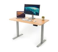 unycos - Escritorio Elevable Eléctrico con Tablero, Mesa con Opciones de Altura, Motor Individual, Función Memoria, Anticolisión, Temporizador, 100 * 60 * 2.5cm (Gris/Madera, Core One)