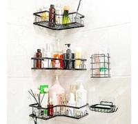 Unyqoos®: 5 estanterías de esquina autoadhesivas, ideales para ahorrar espacio y organizar el baño, la cocina y el lavadero. Fabricadas en acero (sometido a un tratamiento de granallado), color , resi