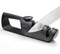 Unyqoos® Afilar cuchillos de 3 etapas: sistema de afilado 3 en 1 con 6 ángulos de afilado (14–24°), mango ergonómico y base antideslizante, para uso manual en cuchillos y tijeras