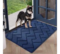 Unyqoos® Alfombra absorbente de suciedad lavable, 50 x 80 cm, azul – Alfombra para interiores y exteriores, de microfibra absorbente, con base de TPR antideslizante