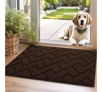 Unyqoos® Alfombra antideslizante y lavable, ideal para atrapar la suciedad, de 50 x 80 cm. Fabricada en microfibra, con base de TPR, color marrón café, apta para interiores y exteriores (entrada, pasi