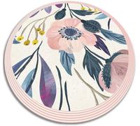 Unyqoos® Alfombra de vinilo redonda, diámetro 50 cm – Alfombrilla de PVC azul con estampado floral, fácil de limpiar, resistente al agua y a los rayos UV, ideal para la cocina y el dormitorio