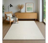 Unyqoos® Alfombra Everest: Alfombra moderna de pelo corto con efecto 3D de alto y bajo, diseño geométrico, color crema, 120 x 170 cm