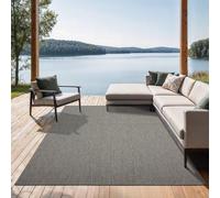 Unyqoos® Alfombra exterior Mistra: Alfombra de polipropileno resistente y apta para exteriores, ideal para balcones, terrazas, cocinas y invernaderos, color gris, 160 x 220 cm