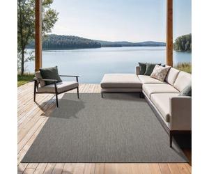 Unyqoos® Alfombra exterior Mistra: Alfombra de polipropileno resistente y apta para exteriores, ideal para balcones, terrazas, cocinas y invernaderos, color gris, 160 x 220 cm