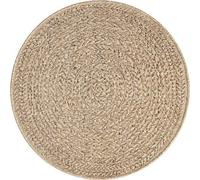 Unyqoos® - Alfombra KANSAS: Alfombra para exteriores con apariencia de yute, resistente a la intemperie y a los rayos UV, de aproximadamente 80 cm de diámetro, color natural, apta para interiores y ex