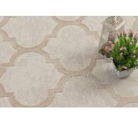 Unyqoos® Alfombra Knight Elegant: Alfombra de alta calidad para sala de estar, pelo corto suave, efecto 3D, detalles brillantes, estructura de alto y bajo relieve, color beige, 140x200 cm
