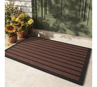 Unyqoos®: Alfombra para exteriores, ideal para la entrada, de 45 x 75 cm, lavable, antideslizante, resistente a la intemperie, fabricada en polipropileno, color marrón
