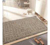 Unyqoos® Alfombrilla absorbente y lavable, 60x90 cm – Alfombrilla antideslizante de fibra de poliéster, color marrón, de perfil bajo, ideal para entradas interiores y exteriores