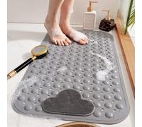 Unyqoos® Alfombrilla antideslizante para ducha, color gris, 70 x 40 cm – Goma con almohadillas de masaje, orificios de drenaje y ventosas potentes para una sujeción segura