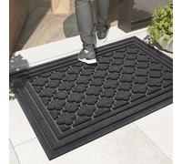 Unyqoos® Alfombrilla antideslizante para exteriores, ideal para la entrada y la puerta principal, lavable, 1 unidad, color gris, plástico, alfombrilla para atrapar la suciedad, 43,5 x 75 cm