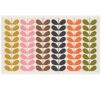 Unyqoos® Alfombrilla de baño Orla Kiely Multi Stem Auburn: Alfombrilla de ducha de tejido jacquard con el icónico estampado Multi Stem, multicolor sobre fondo beige, 50 x 90 cm, 950 g/m²