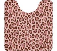 Unyqoos® Alfombrilla para inodoro, mate, con corte, 55x60 cm – Alfombrilla antideslizante para inodoro, estampado de leopardo rosa, suavemente acolchada (espuma de poliuretano), lavable a máquina a 30
