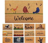 Unyqoos® Alfombrilla para pies "Pájaros cantores" – Alfombrilla de entrada de 70x40 cm con superficie de fibra de coco y base de PVC antideslizante, ideal para interiores y exteriores, diseño minimali