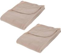 Unyqoos® Atmosphera, juego de 2 mantas de polar, 125 x 150 cm, color beige, 100% microfibra de poliéster. Mantas suaves y cálidas para el sofá